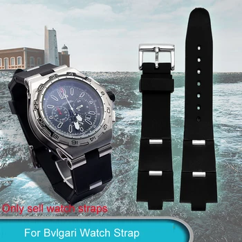 Высококачественный резиновый ремешок для часов Bvlgari 22 *8 мм 24 *8 мм, черные силиконовые часы с мягкими мужскими и женскими аксессуарами для часов
