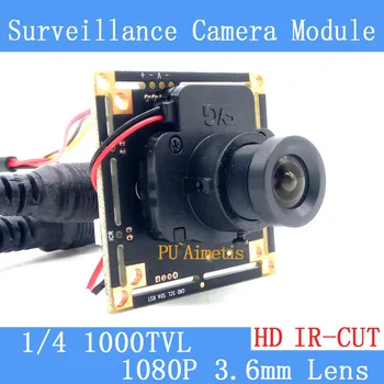 1/4 Модуль печатной платы аналоговой камеры 1000TVL CMOS с объективом 1080P 3,6 мм, ИК-фильтр