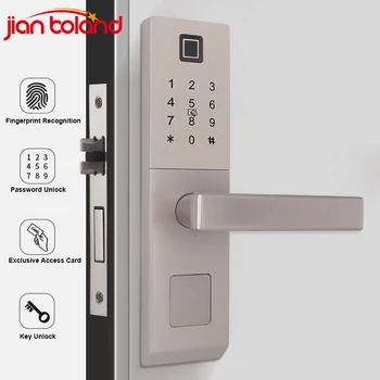 1 Комплект Электронного Умного дверного замка из цинкового сплава с отпечатком пальца/паролем /ключом /картой для домашней плоской двери толщиной 40-60 мм