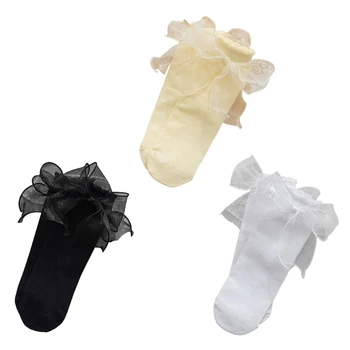 1 Пара Хлопчатобумажных Носков с кружевными оборками, носки-лодочки, Дышащие носки в стиле Лолиты T8NB