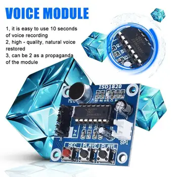 1 Упаковка Для модуля записи ISD1820 Голосовой Модуль Голосовая плата Модуль Теледифона Плата С Микрофонами Громкоговоритель Y5A8