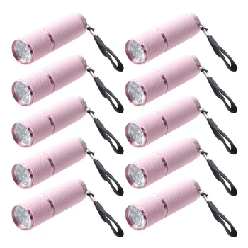 10-кратный уличный мини-фонарик с 9 светодиодами и розовым резиновым покрытием