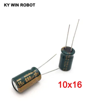10 шт. электролитические конденсаторы 680 мкФ 35 В 10x16 мм 105C Радиальный высокочастотный электролитический конденсатор с низким сопротивлением