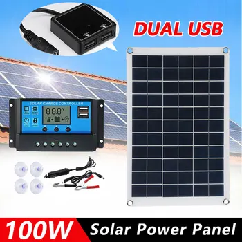 100 Вт Комплект солнечных Панелей Двойной 12 В USB С контроллером 30A/60A Солнечные Батареи Поли Солнечные Батареи для Автомобиля Яхты RV Зарядное Устройство