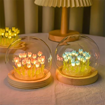 10см LED Тюльпан-ночник 20Flowers Тюльпан настольная лампа на батарейках Романтическая спальня прикроватный свет для подарка на день рождения Валентина 