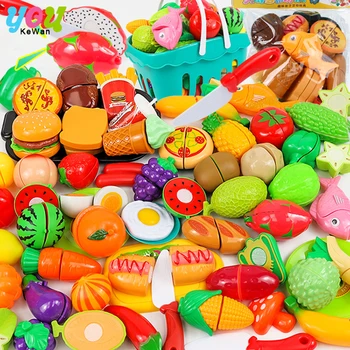 16-30 шт. Кухонный набор для ролевых игр, имитирующий нарезку фруктов, овощей, приготовление бургеров, детские развивающие игрушки для маленьких девочек