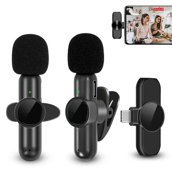 2.4G Беспроводной Петличный микрофон с Шумоподавлением, Запись аудио и видео в прямом эфире, микрофон для iPhone iPad Samsung Телефон Xiaomi