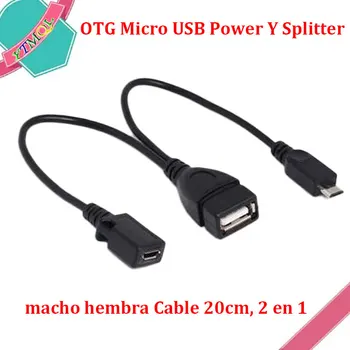 20-100шт OTG Micro USB Power Y разветвитель adaptador USB a Micro 5 pines macho hembra кабель 20 см, 2 в 1