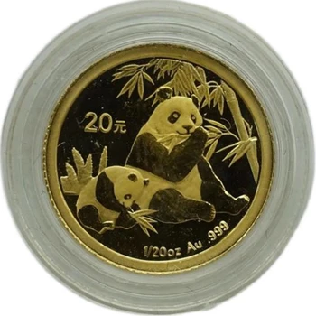 2007 Китайская золотая памятная монета с пандой/слитки Настоящий оригинал 1/20 унции Au.999 20 юаней UNC