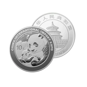 2019 Китай CIIE Ag.999 30 г Серебряная Памятная монета с пандой/Слитки 10 Юаней UNC