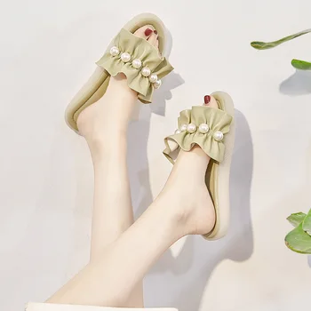 2022 Кожаные тапочки для женщин, летом носящие мягкую пляжную обувь tendon M-5311