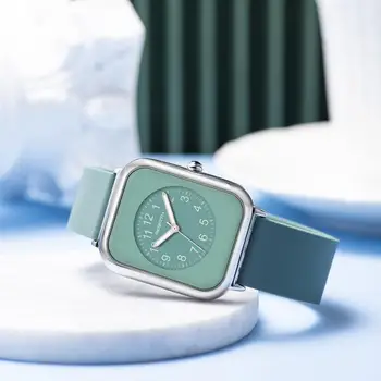 2022 Новые Модные Женские Часы с Силиконовым Ремешком Для Часов, Простые Зеленые Розовые Арабские Цифры, Женские Кварцевые Наручные Часы Relojes Para Mujer