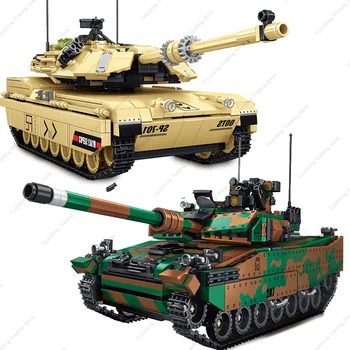 2023 Второй мировой войны M1A2 Abrams Основной боевой танк Военная боевая машина Солдат Строительные блоки Модельные наборы Куклы Кирпичные игрушки Подарки для детей