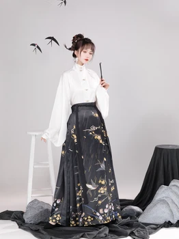 2023 китайская древняя династия Мин, женская одежда, новый модный стиль, длинное свободное платье с длинным рукавом, ретро повседневный сказочный комплект hanfu