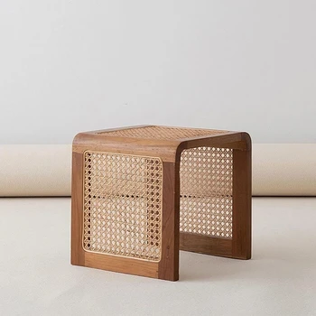 2023 Новый Ротанговый Маленький квадратный столик Журнальный столик из массива Дерева Ясень Минималистичный столик Японский приставной столик