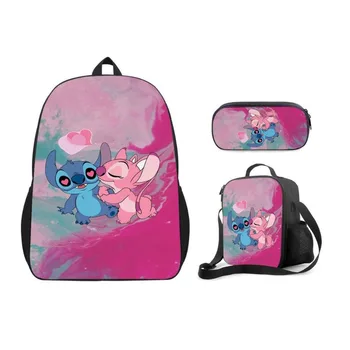 3 шт./компл. Детский рюкзак Disney Stitch с мультяшным принтом, пенал для детского сада, сумка на плечо для мальчиков и девочек, Детский школьный ранец, подарок