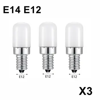 3 шт./лот, 3 Вт, E14, E12, светодиодная лампа для холодильника, Кукурузная лампа для холодильника, 220 В, светодиодная лампа, белый/теплый белый SMD2835, Замена галогенной лампы