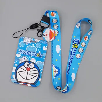 5 шт. Держатель для удостоверения личности с мультяшной анимацией Doraemon на шнурке Подходит для офисов, школ, выставок
