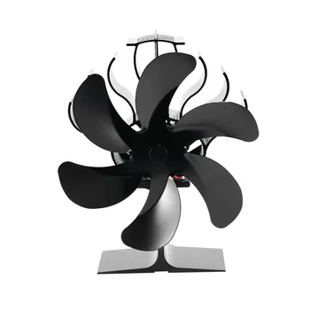 6-лопастной термоэлектрический вентилятор печи Черный каминный вентилятор Дровяная горелка Защита окружающей среды Тихий бытовой каминный вентилятор Высокой мощности