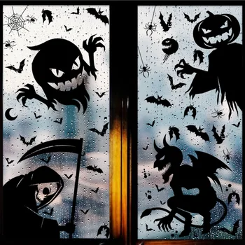 8 ШТ. Наклейки для украшения Хэллоуина на окно, Мрачный Жнец, Ведьма, Призрак, наклейка на стену, Декор для Хэллоуина, наклейка в виде Тыквы, Вечерние принадлежности