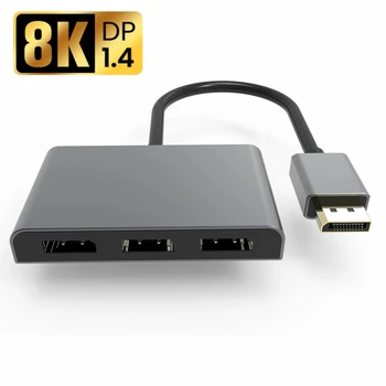 8K @ 60Hz разветвитель DisplayPort KVM DP1.4 на 3 порта DP MST Hub мультимониторный разветвитель (MSTDP123DP) для компьютера с 3 * настройкой монитора DP