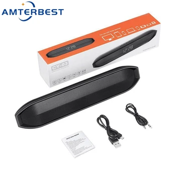 AMTERBEST Bluetooth Динамик с поддержкой TF-карты AUX FM-радио со светодиодным дисплеем часов Портативный беспроводной громкоговоритель для смартфонов