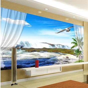 beibehang 3d стереоскопический вид на море фрески ТВ фон 3d обои гостиная спальня обои papel de parede