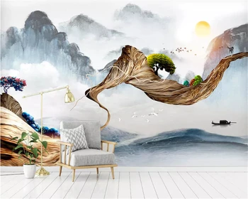 beibehang Custom fashion новые китайские чернила пейзаж масляная живопись абстрактная золотая линия ТВ фон papel de parede 3d обои