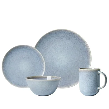 Better Homes & Gardens- Linette Blue Круглый керамический набор посуды из 16 предметов, обеденный набор тарелок и блюд