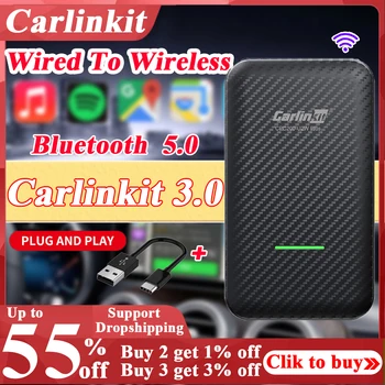 Carlinkit 3.0 Bluetooth Auto Connect Беспроводной Адаптер Carplay для Оригинального автомобильного Мультимедийного Плеера iPhone Remote Control Plug & Play