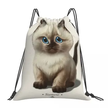 Cataclysm-Сиамский котенок, Классические сумки на шнурке, Повседневные Портативные Рюкзаки, Сумка на шнурке, Карманная сумка для мелочей, Сумки для книг