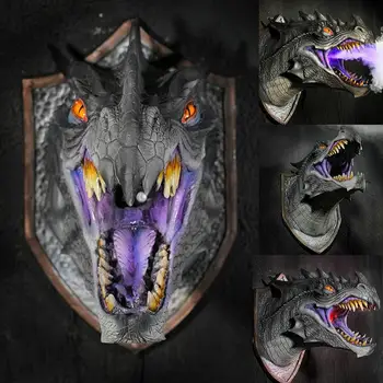 Dragon Legends Реквизит 3D Настенная скульптура Динозавра Настенная художественная скульптура Декор для вечеринки на Хэллоуин Принадлежности Для Сада Украшения дома