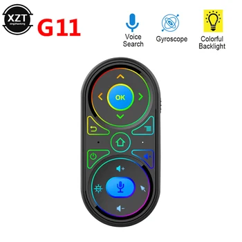 G11 Умный Голосовой Пульт Дистанционного Управления Air Mouse с RGB Подсветкой Gyro 2.4G Универсальный Пульт Дистанционного Управления IR Learning для X96 H96 Android TV BOX