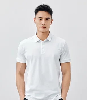 J1469 Мужская повседневная рубашка поло с короткими рукавами, мужская летняя новая однотонная футболка с отворотом и короткими рукавами.J8511