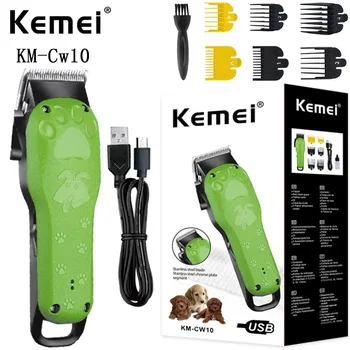 Kemei Km-Cw10 USB Зарядка, Мультяшная Зеленая Машинка Для Стрижки домашних животных, Электрическая Машинка Для Стрижки Собак