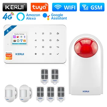 KERUI W184 4G WIFI Сигнализация Центральный Блок Tuya Умная Беспроводная GSM Сигнализация Датчик Движения Сирена Защита от Взлома Alexa и Google