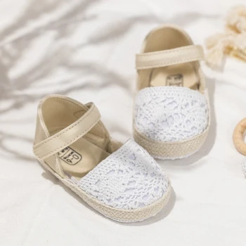 KIDSUN/ новые туфли для крещения маленькой девочки; Белые туфли принцессы на хлопковой подошве; Обувь для первых ходунков для малышей; обувь для кроватки для новорожденных;