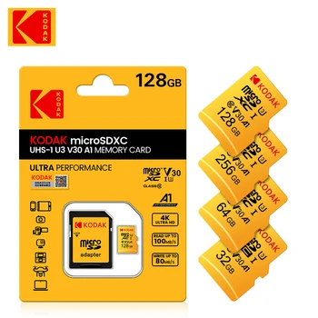KODAK Оригинальная Карта памяти U3 Mini SD Оптом 10 шт./лот, 32 ГБ, 64 ГБ, 128 ГБ, флеш-карта класса 10 Micro TF, Бесплатная доставка + SD-адаптер