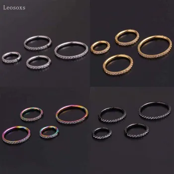 Leosoxs 2 шт. Взрывная индивидуальность, кольцо для пирсинга из нержавеющей Стали с Цирконом, круглое кольцо для носа, ювелирные изделия
