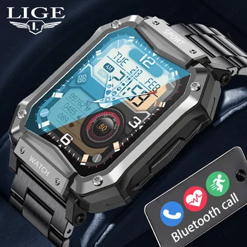 LIGE 2023 Новые Мужские смарт-часы HD с полным сенсорным экраном, Bluetooth-вызов, Кислород в крови, Фитнес-браслет, Спортивные Умные часы на открытом воздухе Для iOS