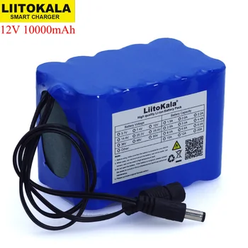 Liitokala 12 В 10Ah 18650 литий-ионный аккумулятор 12,6 В 10000 мАч с платой защиты цепи BMS DC 5,5 *2,1 мм резервный источник питания