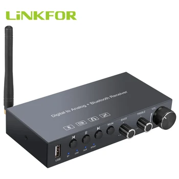 LiNKFOR 192 кГц ЦАП Bluetooth-приемник 4-в-1 Цифровой Aux USB-аналоговый преобразователь 3,5 мм RCA Аудио Адаптер Регулятор громкости Низких частот