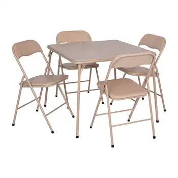 Madison Vinyl, набор из 5 предметов, складной игровой стол и стул, коричневый