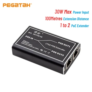 PEGATAH Гигабитный POE Удлинитель 2 Порта 100/1000 М Сетевой коммутатор Ретранслятор 30 Вт IEEE802.3af/at Plug & Play для PoE коммутатора NVR IP-камеры