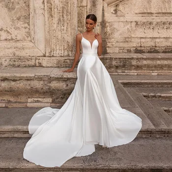 Private Custom V-neck Wedding Dress Sexy Backless elegantes para mujer Abiye свадебное платье vestidos de novia