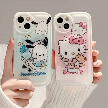Sanrio Hello Kitty Pochacco Кронштейн Чехлы Для Телефонов iPhone 14 13 12 11 Pro Max XR XS MAX 8 X 7 SE Защита от падения Задняя Крышка Y2k Girl