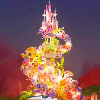 SEMBO Волшебные цветы замок строительные блоки Сакура освещенные цветы Розовые замки строительные игрушки Волшебный дом для друзей девочек