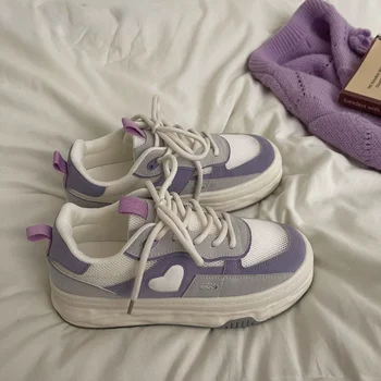 SHANPA Фиолетовые Сетчатые кроссовки Love Heart, Женская Нишевая Модная Летняя Дышащая Удобная обувь Для бега, Спортивные женские Zapatillas