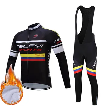 Teleyi Командная спортивная одежда для велоспорта, зимний комплект для велоспорта из теплого флиса, Мужская теплая велосипедная одежда, Горная форма, костюм из Джерси для велоспорта