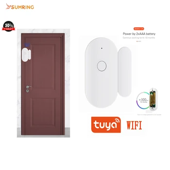 Tuya Smart Wifi Дверной датчик Открыт / закрыт, работающий с сигнализацией Alexa Google Home Detector